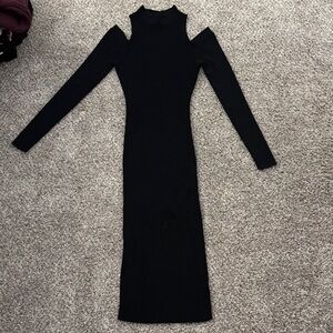 Black cold shoulder sweater dress